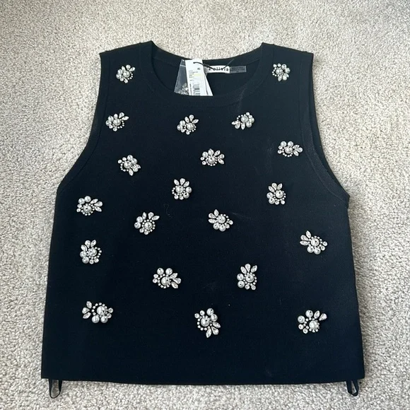New Alice and Olivia Amity embellished cropped tank - Picture 4 of 12
